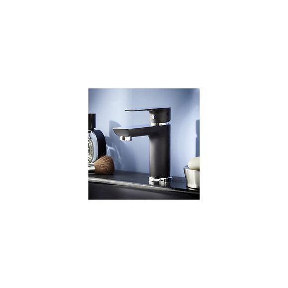 Lover mitigeur lavabo noir chromé