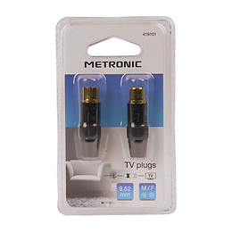 Fiche TV premium -lot de 2- dorée blindée 9.52mm mâle-fem