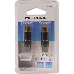 Fiche TV premium -lot de 2- dorée blindée 9.52mm mâle-fem