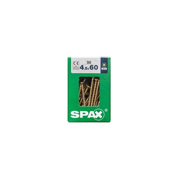 Lot De 50 Vis Acier Tête Fraisée Pozidriv Spax, Diam.4.5 Mm X L.60 Mm