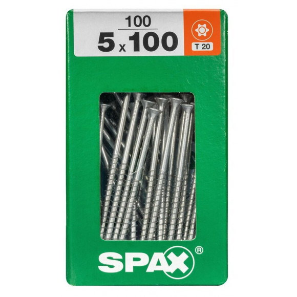 Lot De 100 Vis Acier Tête Fraisée Torx Spax, Diam.5 Mm X L.100 Mm