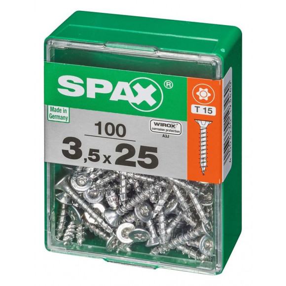 Lot De 100 Vis Acier Tête Autofraisée Plate Spax, Diam.3.5 Mm X L.25 Mm