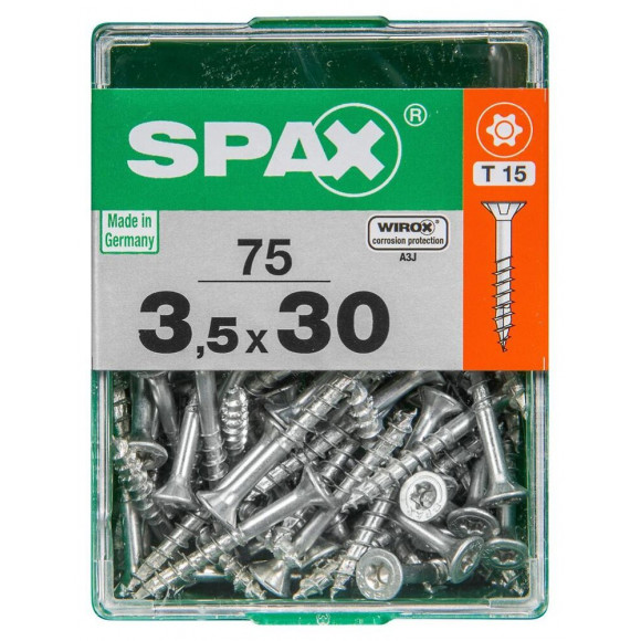 Lot De 75 Vis Acier Tête Autofraisée Plate Spax, Diam.3.5 Mm X L.30 Mm