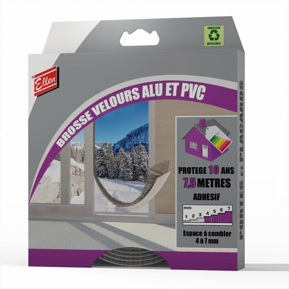 Brosse velour aluminium & PVC 7.5M