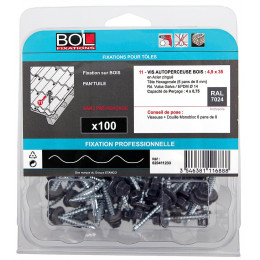 100 vis pour bacs aciers support bois - gris graphite
