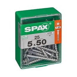 Lot De 25 Vis Acier Tête Autofraisée Plate Spax, Diam.5 Mm X L.50 Mm