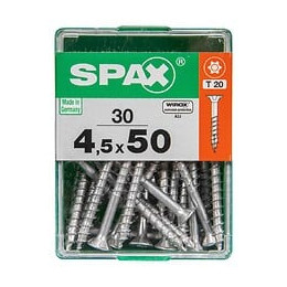 Lot De 30 Vis Acier Tête Autofraisée Plate Spax, Diam.4.5 Mm X L.50 Mm