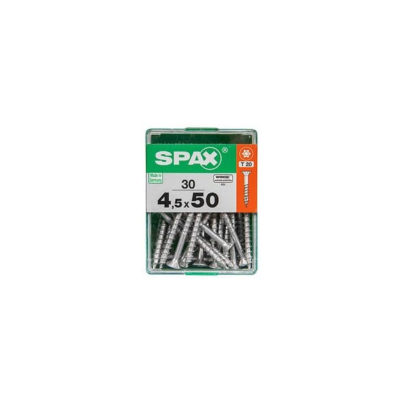 Lot De 30 Vis Acier Tête Autofraisée Plate Spax, Diam.4.5 Mm X L.50 Mm