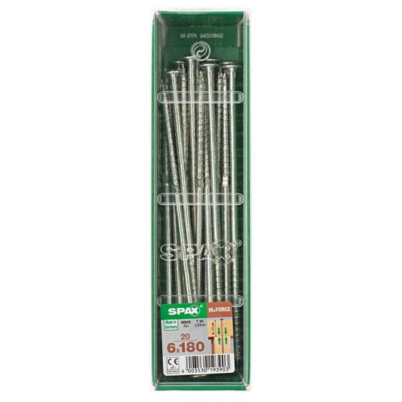 Lot De 20 Vis Acier Tête Fraisée Bombée Torx Spax, Diam.6 Mm X L.180 Mm