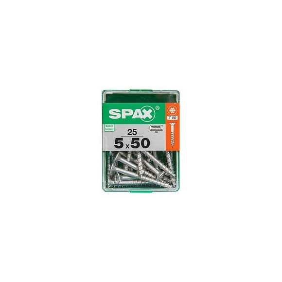 Lot De 25 Vis Acier Tête Autofraisée Plate Spax, Diam.5 Mm X L.50 Mm
