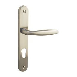 Poignée de porte bristol alu nickel mat sur plaque cylindre 195mm