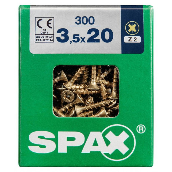 Lot De 300 Vis Acier Tête Fraisée Pozidriv Spax, Diam.3.5 Mm X L.20 Mm