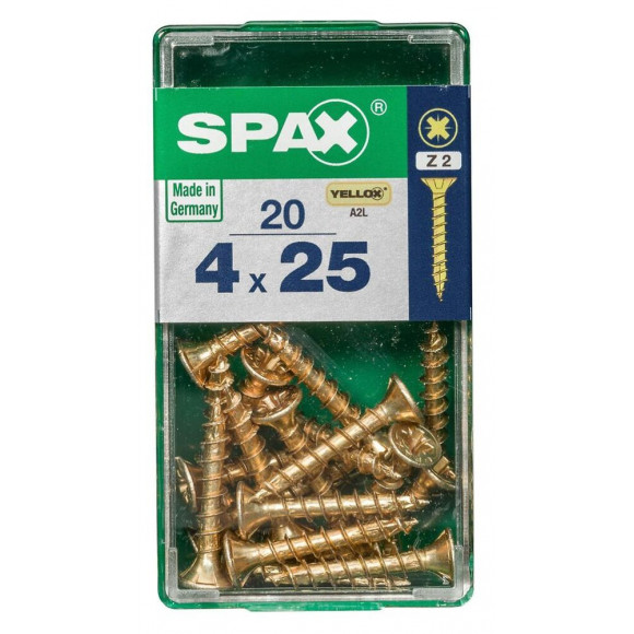 Lot De 20 Vis Acier Tête Fraisée Pozidriv Spax, Diam.4 Mm X L.25 Mm