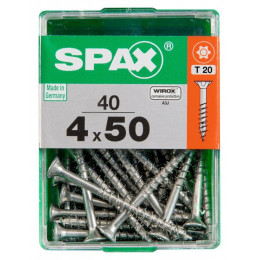 Lot De 40 Vis Acier Tête Autofraisée Plate Spax, Diam.4 Mm X L.50 Mm