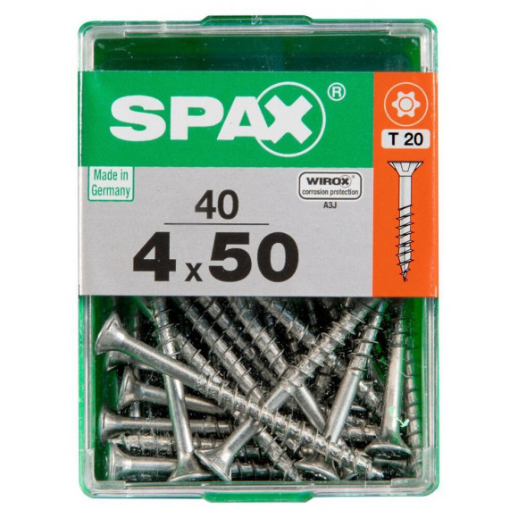 Lot De 40 Vis Acier Tête Autofraisée Plate Spax, Diam.4 Mm X L.50 Mm