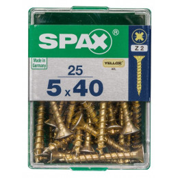 Lot De 25 Vis Acier Tête Fraisée Pozidriv Spax, Diam.5 Mm X L.40 Mm