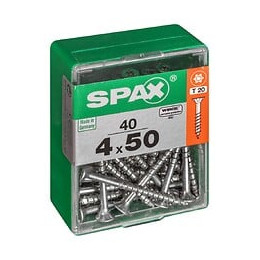 Lot De 40 Vis Acier Tête Autofraisée Plate Spax, Diam.4 Mm X L.50 Mm