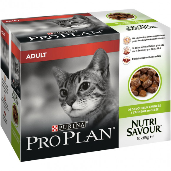 Sachet chat Nutrisavour Adulte - Agneau en gelée - 10x85g