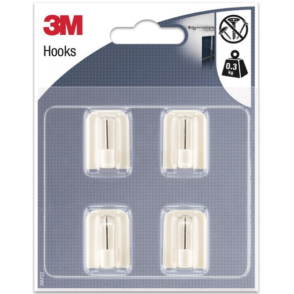 Crochet tringle à rideau blanc tige métal x4