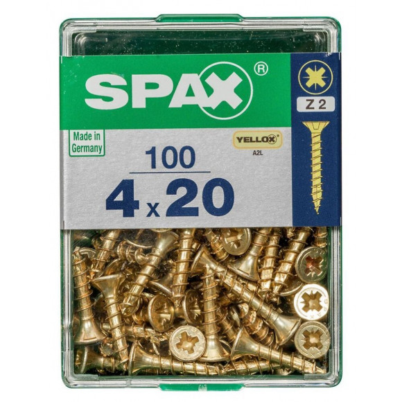 Lot De 100 Vis Acier Tête Fraisée Pozidriv Spax, Diam.4 Mm X L.20 Mm