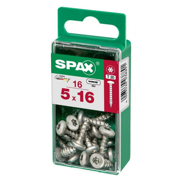 Lot De 16 Vis Acier Tête Ronde Torx Spax, Diam.5 Mm X L.16 Mm