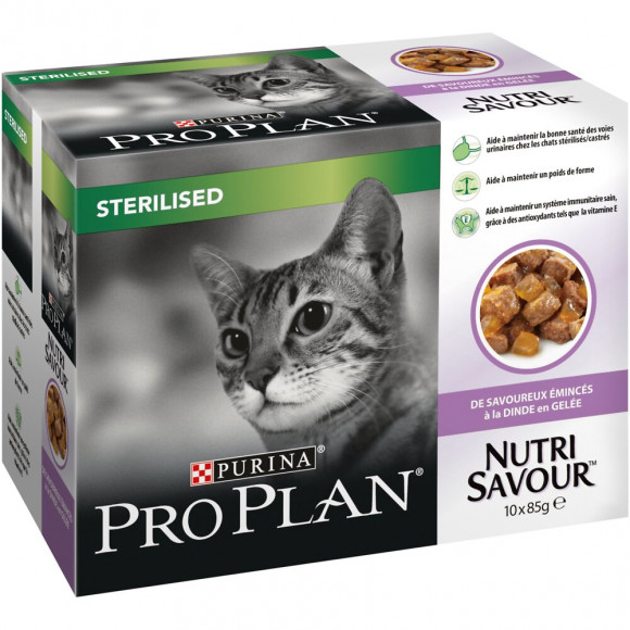 Sachets repas chat stérilisé Nutrisavour - Dinde en gelée - 10x85g