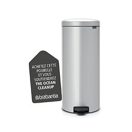 Poubelle de cuisine ronde à pédale NewIcon 30L - Metallic Grey