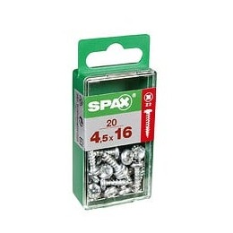 Lot De 20 Vis Acier Tête Ronde Torx Spax, Diam.4.5 Mm X L.16 Mm