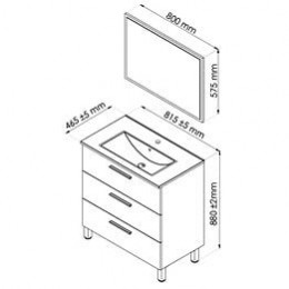 Meuble de salle de bains PALLAS bois clair L.81xP.46.5xH.88cm