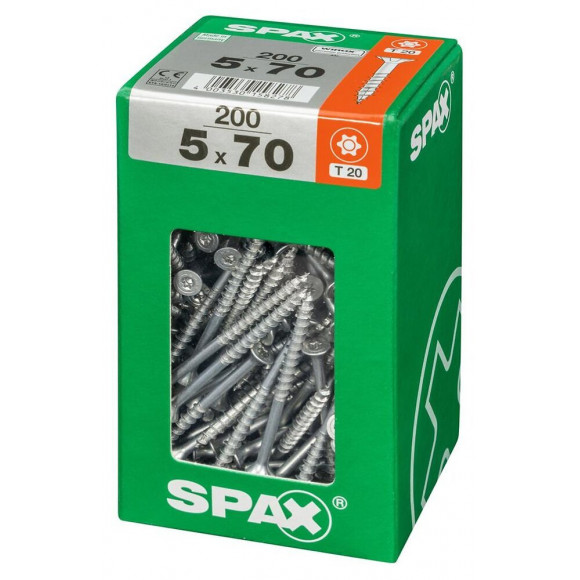 Lot De 200 Vis Acier Tête Fraisée Torx Spax, Diam.5 Mm X L.70 Mm