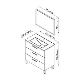 Meuble de salle de bains PALLAS bois clair L.81xP.46.5xH.88cm