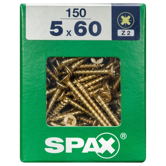 Lot De 150 Vis Acier Tête Fraisée Pozidriv Spax, Diam.5 Mm X L.60 Mm