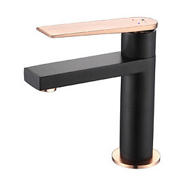 Allure mitigeur lavabo bas noir et or rose