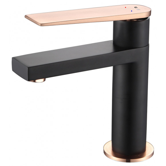 Allure mitigeur lavabo bas noir et or rose