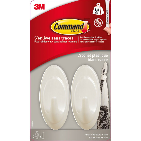 Crochet Plastique Blanc Nacré Moyen Modèle