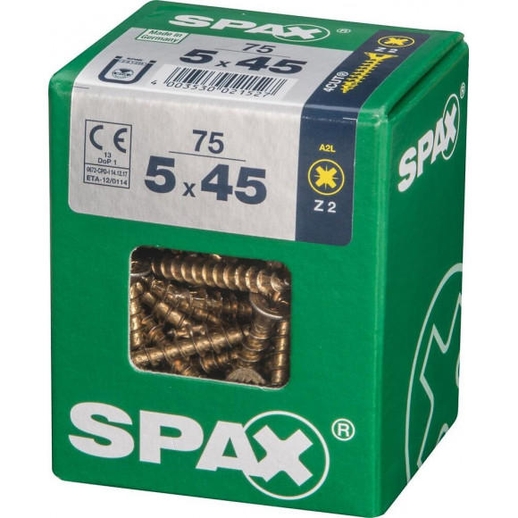 Lot De 75 Vis Acier Tête Fraisée Pozidriv Spax, Diam.5 Mm X L.45 Mm