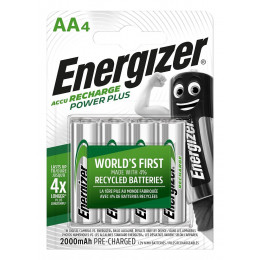 Piles Rechargeables Energizer Power Plus AA/LR6 2000 mAh, pack de 4