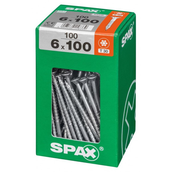 Lot De 100 Vis Acier Tête Fraisée Torx Spax, Diam.6 Mm X L.100 Mm