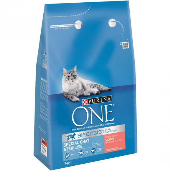 Croquettes chat adulte stérilisé - Saumon et blé - 3kg