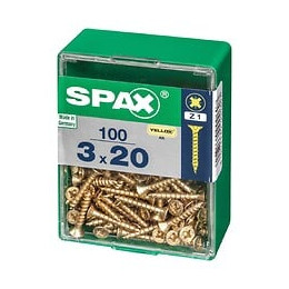 Lot De 100 Vis Acier Tête Fraisée Pozidriv Spax, Diam.3 Mm X L.20 Mm