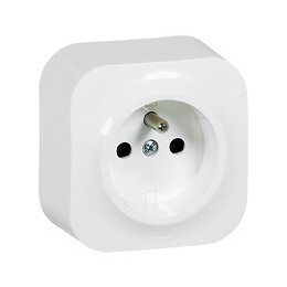 Prise de courant avec terre saillie Profil Eco - 16A - blanc