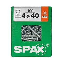 Lot De 100 Vis Acier Tête Fraisée Torx Spax, Diam.4.5 Mm X L.40 Mm