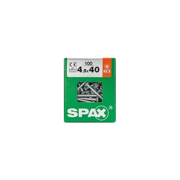 Lot De 100 Vis Acier Tête Fraisée Torx Spax, Diam.4.5 Mm X L.40 Mm