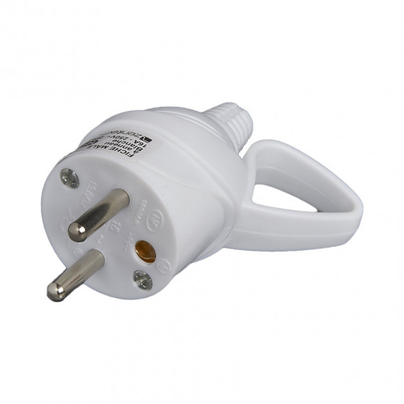 Fiche électrique mâle à anneau 2 pôles + terre 16A blanc