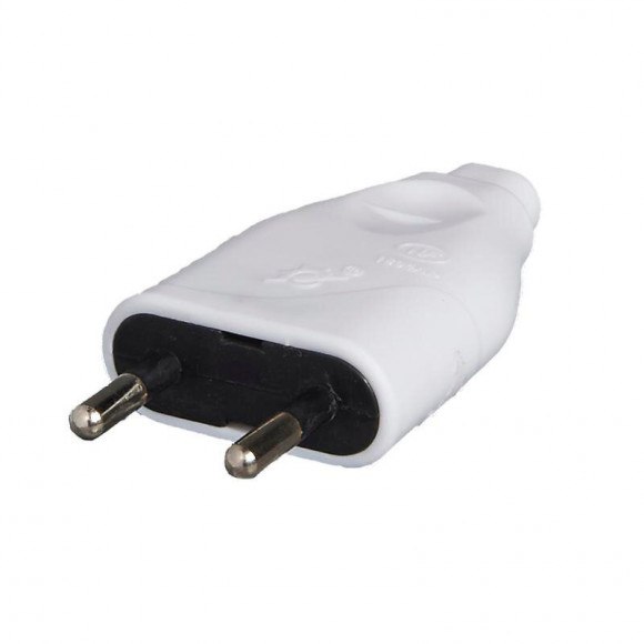 Fiche électrique mâle 2 pôles 6A couleur blanc