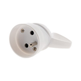 Fiche électrique femelle à anneau 2 pôles + terre 16A, Blanc