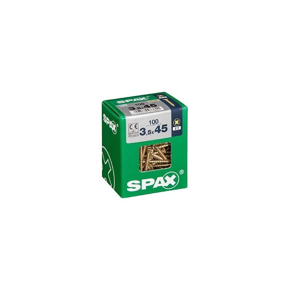 Lot De 100 Vis Acier Tête Fraisée Pozidriv Spax, Diam.3.5 Mm X L.45 Mm