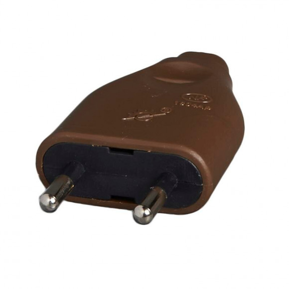 Fiche électrique mâle 2 pôles 6A marron