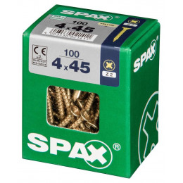 Lot De 100 Vis Acier Tête Fraisée Pozidriv Spax, Diam.4 Mm X L.45 Mm