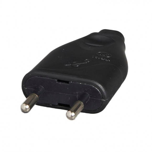 Fiche électrique mâle 2 pôles 6A noir